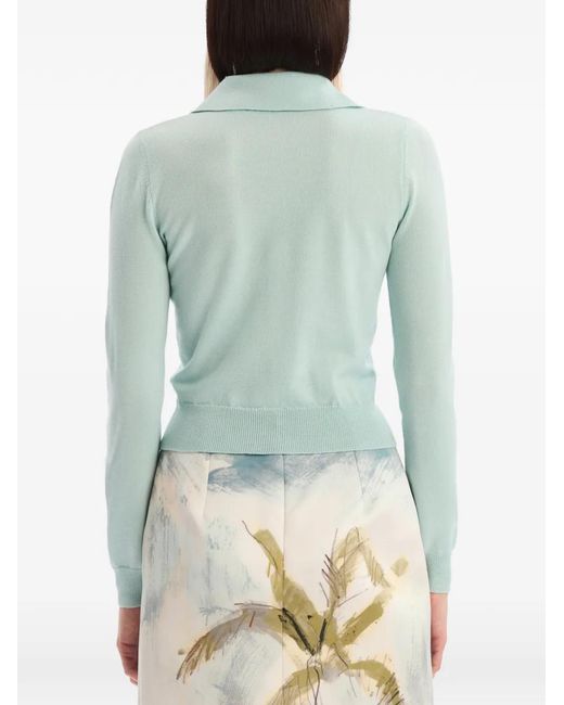Oscar de la Renta Blue Wool Polo Pullover
