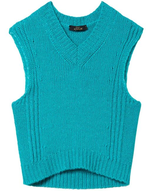 Twinset Blue Seamless Knitted V-Neck Top