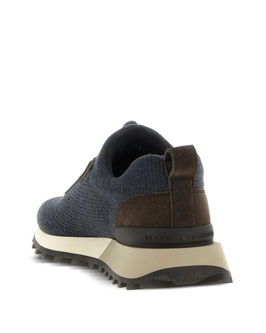 Brunello Cucinelli Black Knitted Suede Sneakers