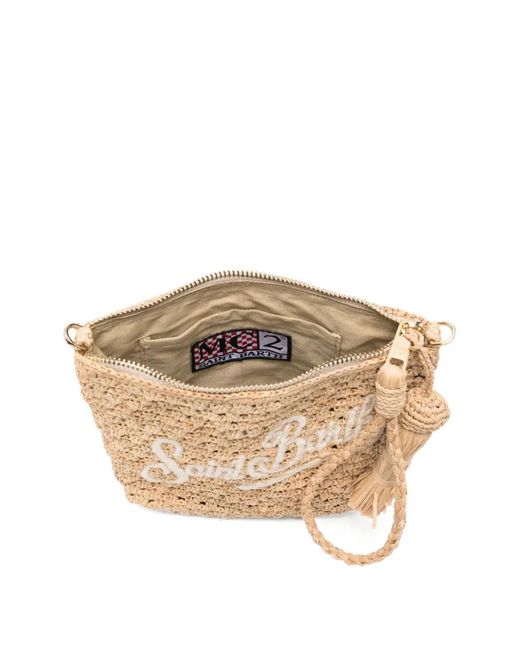 Mc2 Saint Barth Natural Mini Logo-Embroidered Clutch Bag