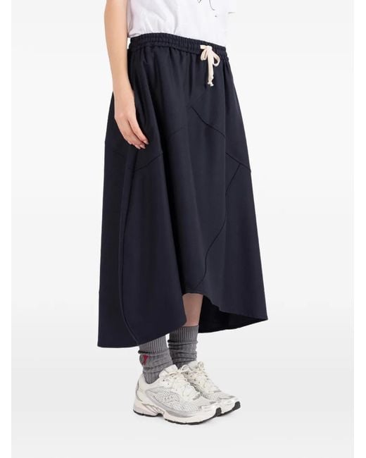Societe Anonyme Blue Bunka Asymmetric Panelled Midi Skirt