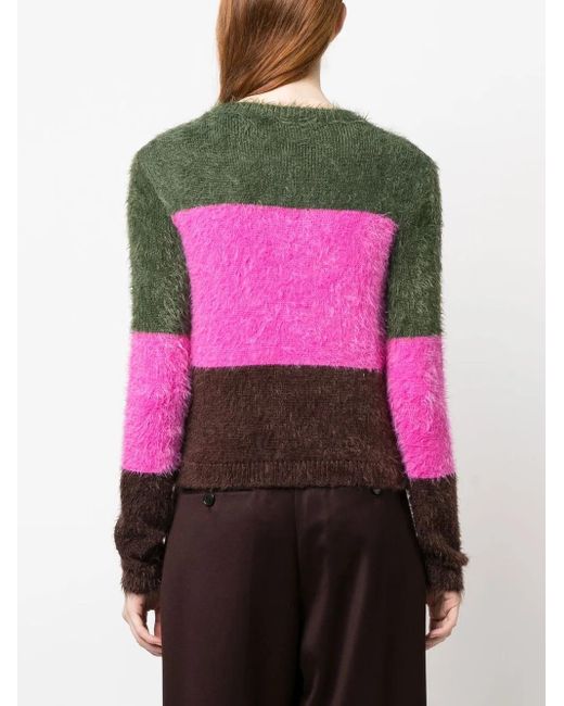 DSquared² Pink Striped Brushed-Effect Jumper