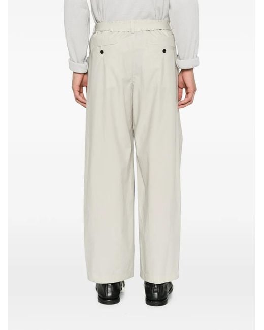 Sacai White Belted Pleated Trousers for men
