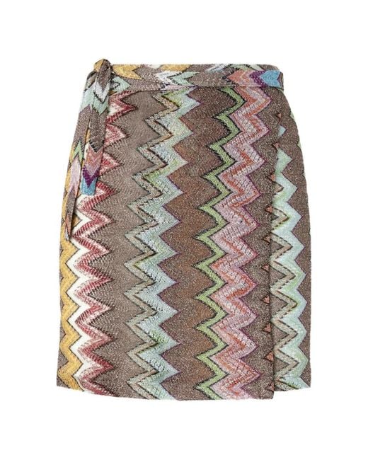 Missoni Gray Zigzag-Pattern Mini Pareo Skirt