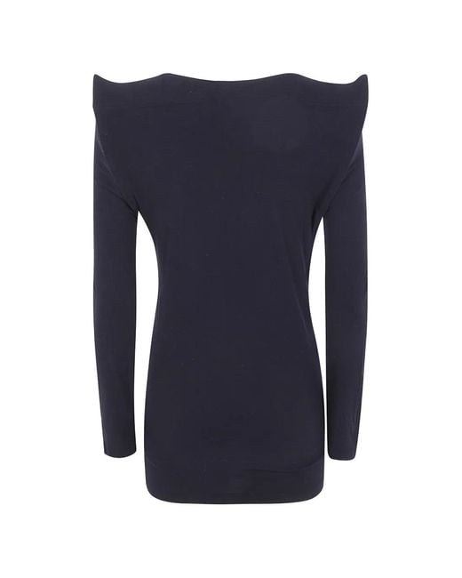 Junya Watanabe Blue Structured-Shoulder Sweater