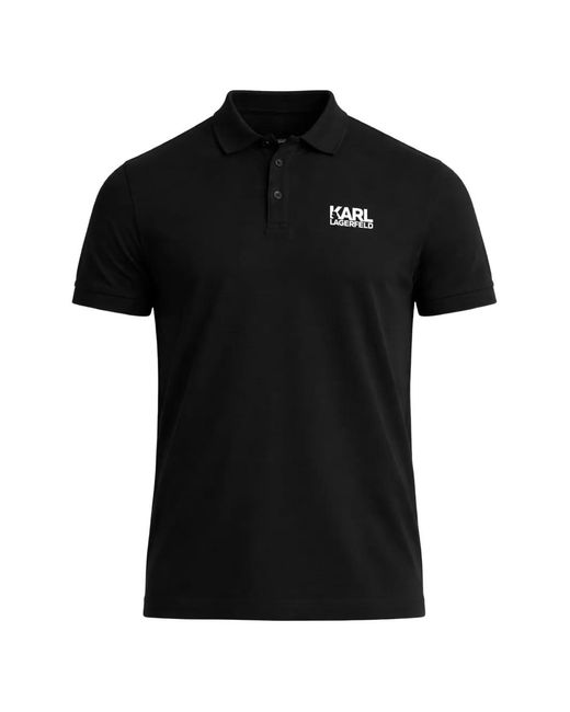 Karl Lagerfeld Black Logo-Print Polo Shirt for men