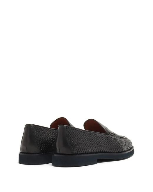 Doucal's Black Woven-Texture Loafers for men
