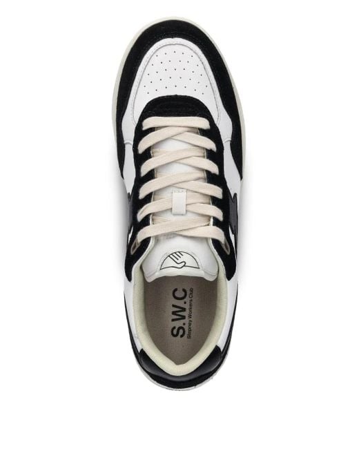 Stepney Workers Club Black Pro-Cup Leather Panel Sneakers for men