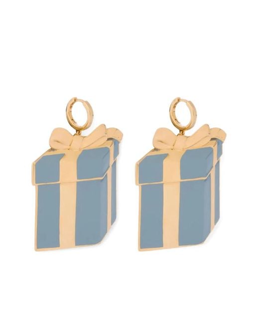Moschino Blue Gift Box-Motif Earrings