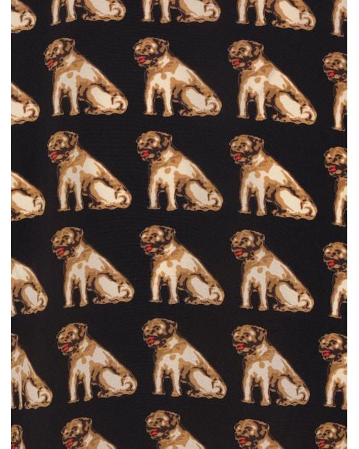 Valentino Garavani Black Dog-Print Pearl-Button Silk Shirt