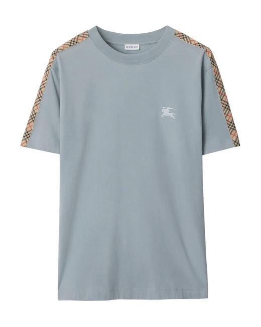 Burberry Blue Cotton T-Shirt for men