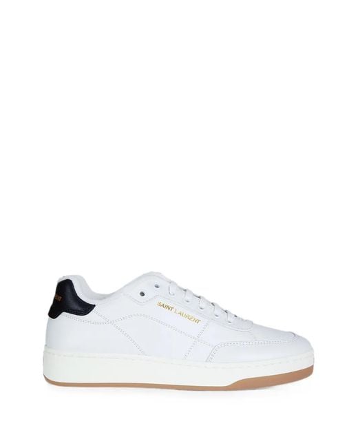 Saint Laurent White Sl/61 Logo-Print Low-Top Sneakers for men
