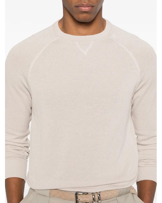 Eleventy White Round-Neck Sweater for men