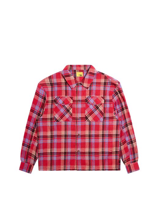 Stadium Goods Red Plaid-Check Star-Print Shirt for men
