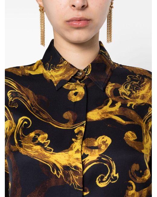 Versace Black Hemd mit Watercolour Couture-Print