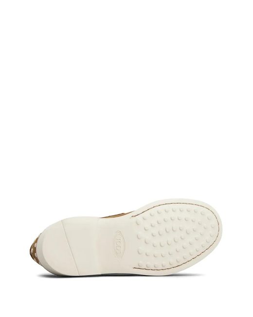 Tod's Brown Logo-Debossed Suede Loafers for men