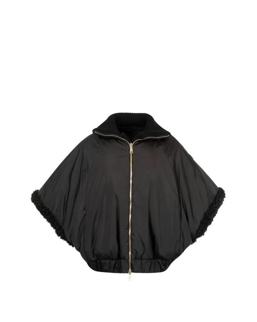 Moncler Black Zip-Up Fleece Cape