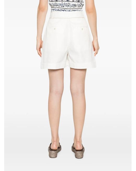 Lee Mathews White Belted Pleated Shorts