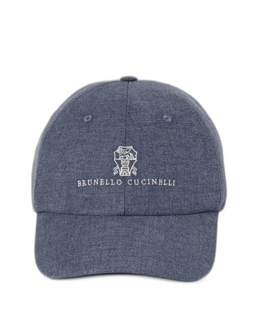 Brunello Cucinelli Blue Logo-Embroidered Baseball Cap for men