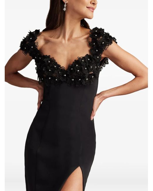 Tadashi Shoji Black Sone Floral-Lace Dress