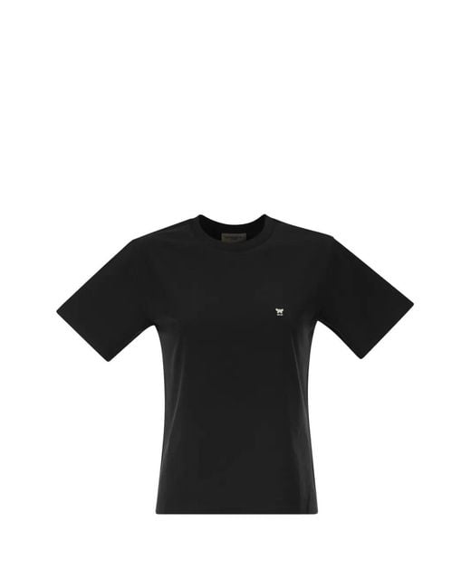 Weekend by Maxmara Black Embroidered-Logo Straight-Fit T-Shirt