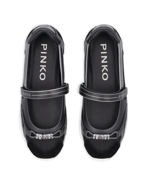 Pinko White Lettering-Detail Strap Ballet Sneakers