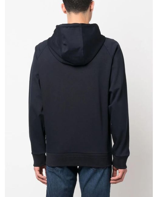 Boss Blue Logo-Patch Drawstring Hoodie for men