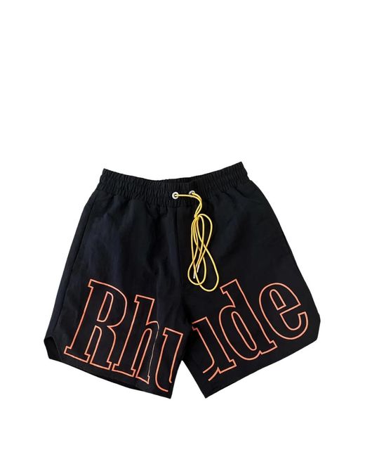 Rhude White Logo-Print Swim Shorts for men