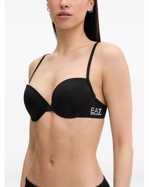EA7 Black Logo-Print Bikini