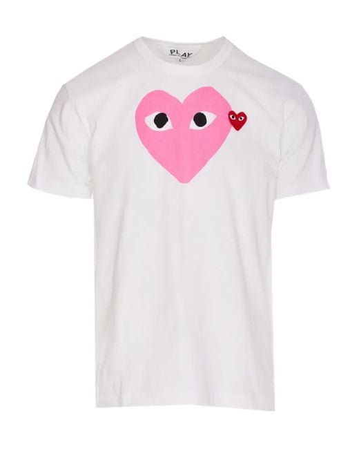 COMME DES GARÇONS PLAY Pink Heart-Print Patch T-Shirt for men