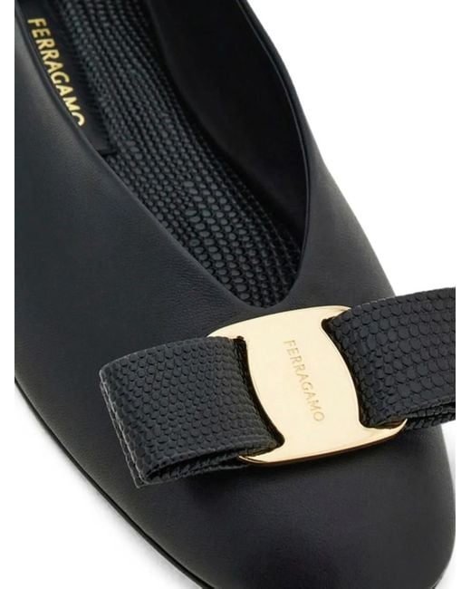 Ferragamo White Vara Bow-Detail Ballet Flats