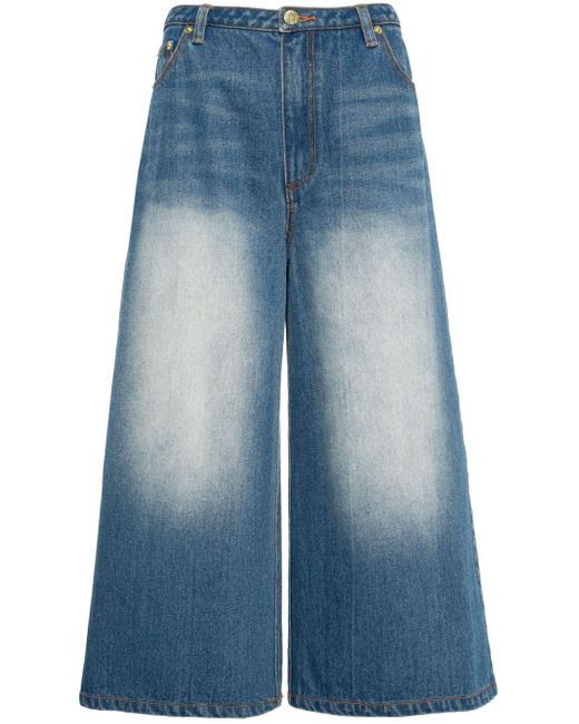 Cynthia Rowley Blue Low-rise Wide-leg Jeans