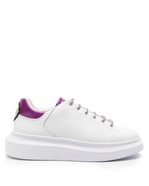 Just Cavalli White Logo-appliqué Lace-up Sneakers