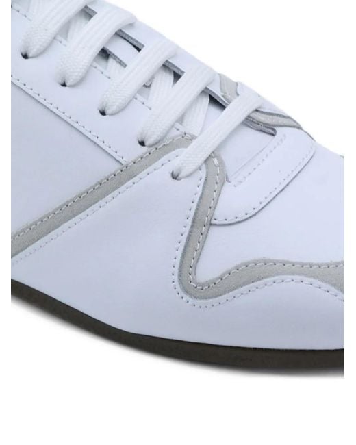 Moschino White Lace-Up Panelled Sneakers for men