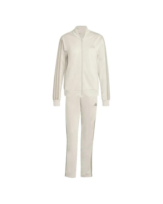 Adidas White Stripe Logo Tracksuit