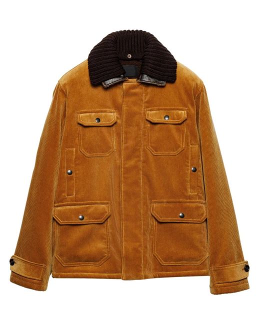 Giacca-Camicia A Coste di Prada in Brown da Uomo
