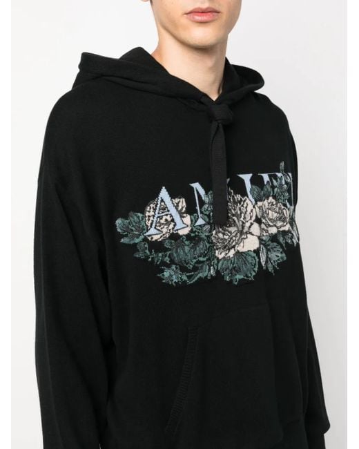 Amiri Black Logo Hooded Cotton Jumper for men