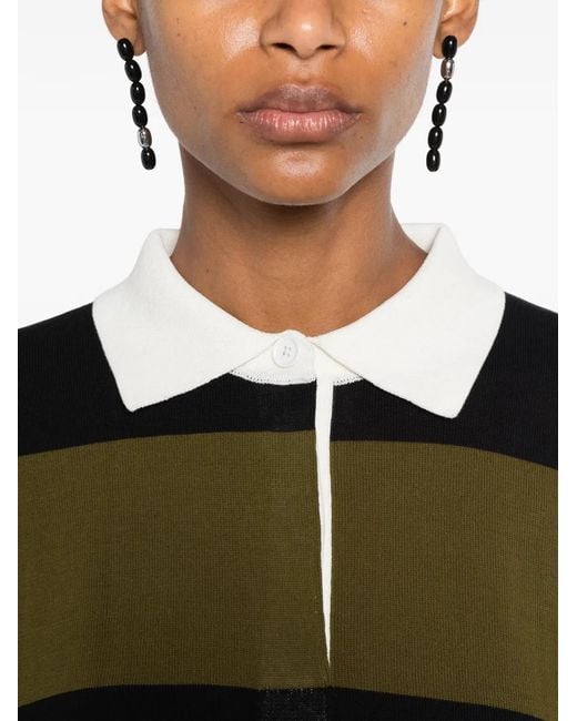 Proenza Schouler Black Corinna Striped Cotton Polo-Shirt