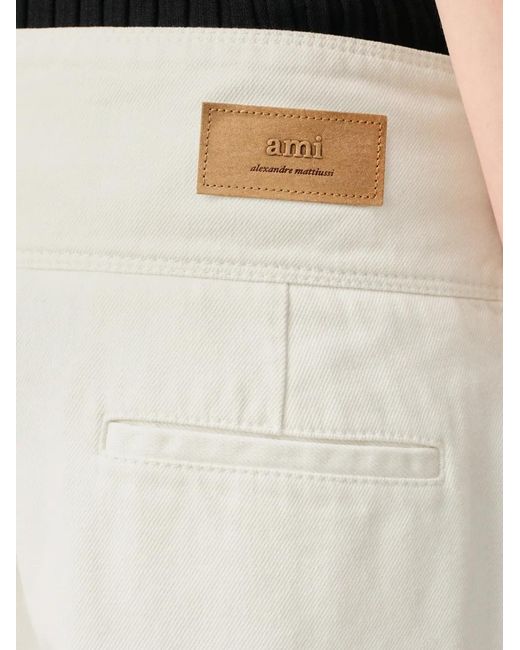 AMI White Cotton Wrapped Belted Ballon Fit Jeans