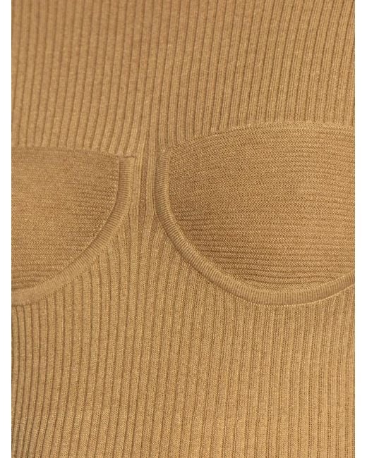 Max Mara Natural Ribbed Maxi Dress