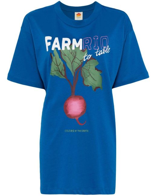 Farm Rio Katoenen T-shirt Met Logoprint in het Blue