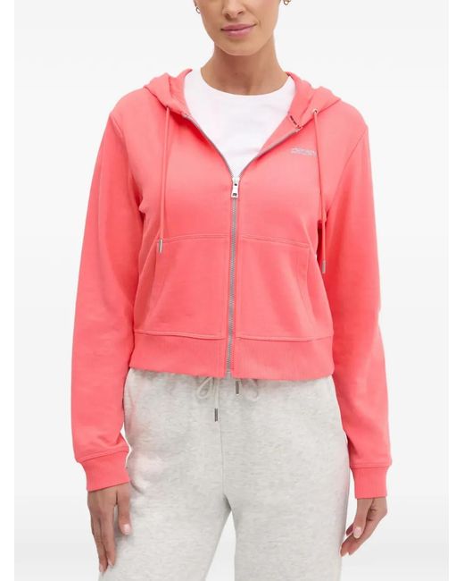 DKNY Red Drawstring Zip-Up Hoodie