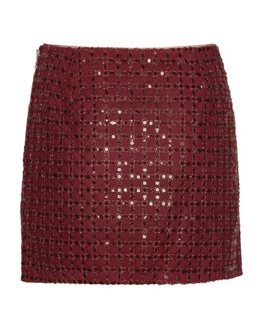 ROTATE BIRGER CHRISTENSEN Red Beaded Mini Skirt