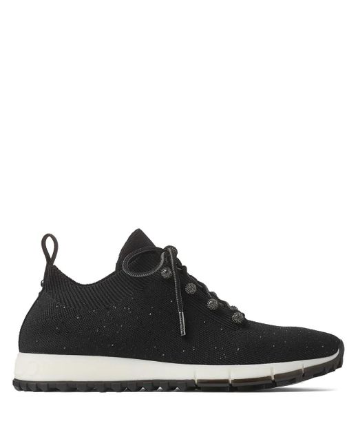 Jimmy Choo Black Veles Knitted Glitter Sneakers