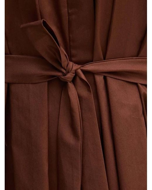 Sandro Ferrone Brown Tie-Cuff Belted Midi Dress