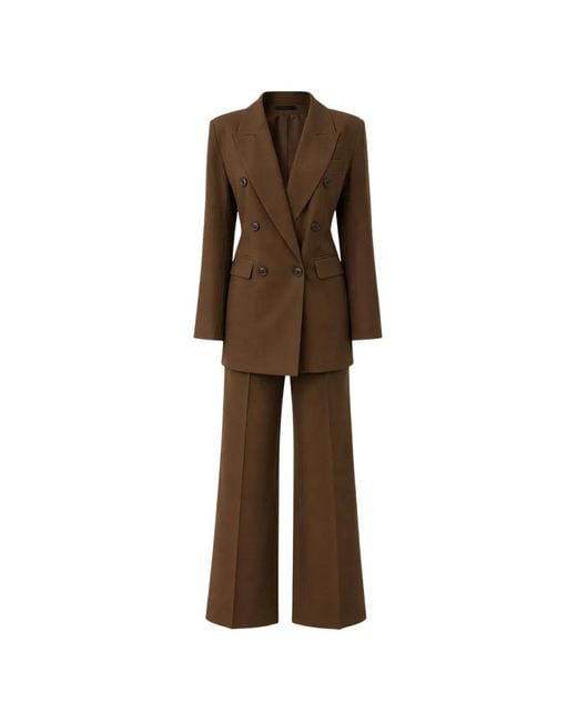 ROOM76 Brown Double-Breasted Wide-Leg Suit