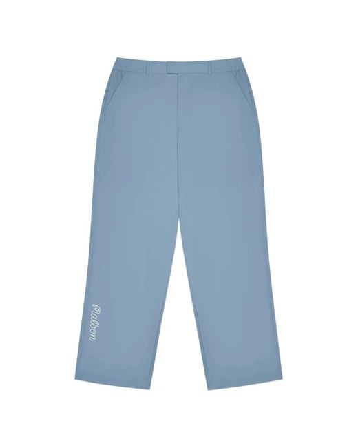 Malbon Golf Blue Magnolia Logo-Embroidered Trousers for men