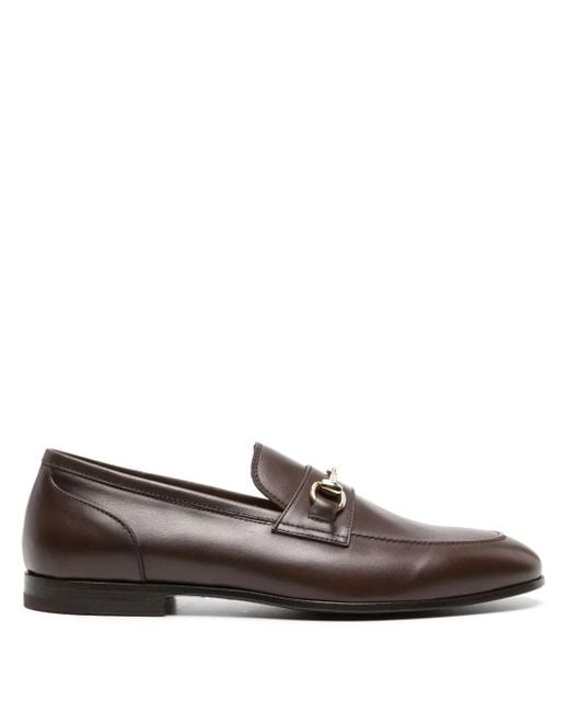 Scarosso Brown Horsebit-Detail Leather Loafers for men