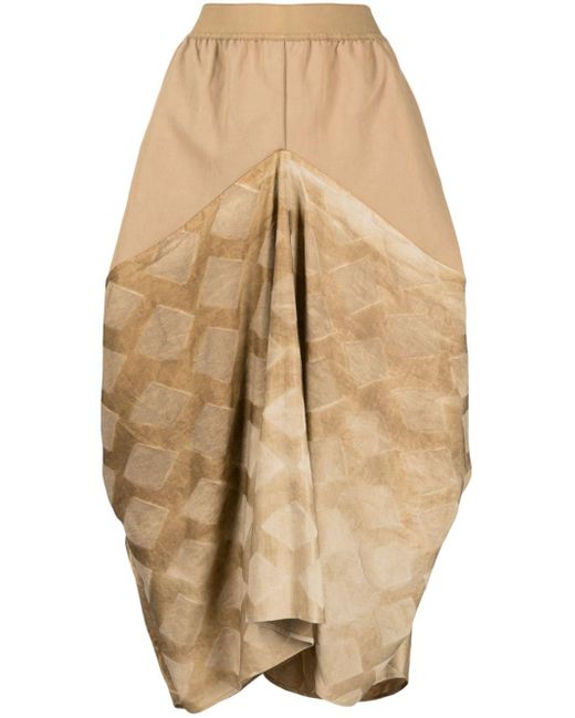 Falda larga drapeada en jacquard Uma Wang de color Natural