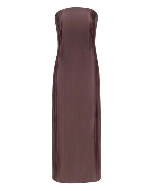 Loulou de Saison Purple Giulia Striped Bustier Midi Dress